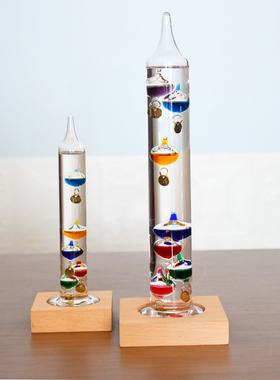 伽利略彩球温度计网红创意抽象办公室客厅玻璃悬浮摆件学生礼物