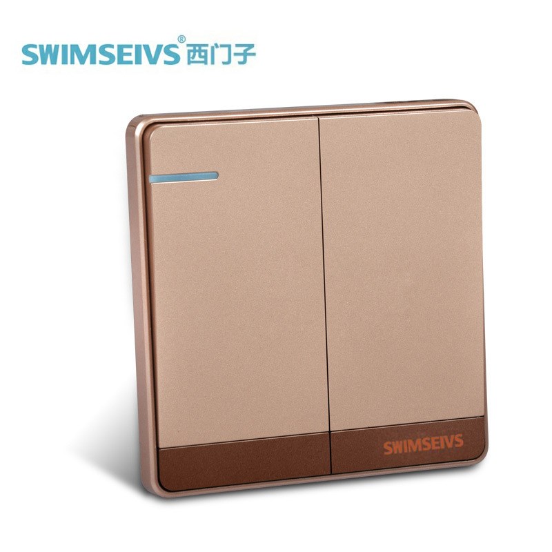 86型暗装墙壁开关插座香槟金开关二位单联2二开单控开关家用面板