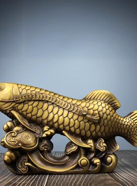 纯铜招财金龙鱼办公室客厅摆件年年有余鲤鱼跃龙门开业乔迁工艺品
