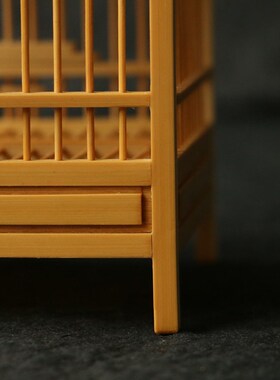 精品纯手工制作天然老玉竹蝈蝈笼竹制方形带抽屉蛐蛐鸣虫笼竹虫具