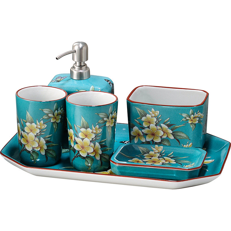 美式陶瓷浴室漱口杯套装卫生间刷牙杯酒店民宿洗漱杯套件洗手液瓶