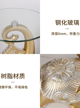 大象落地摆件客厅大型号装饰品移动茶几电视柜边几中式象托盘收纳