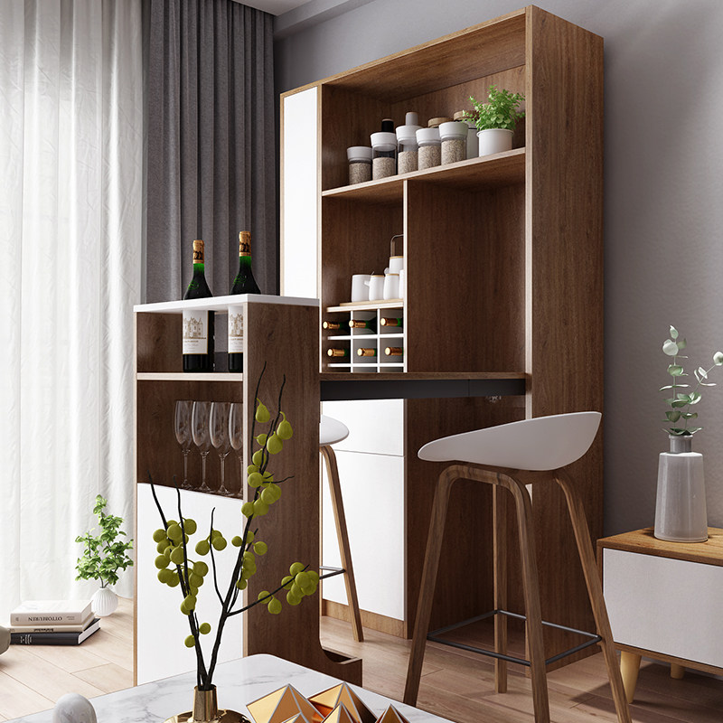 北欧折叠酒柜吧台一体 家用客厅伸缩可移动靠墙餐边柜 餐厅隔断柜