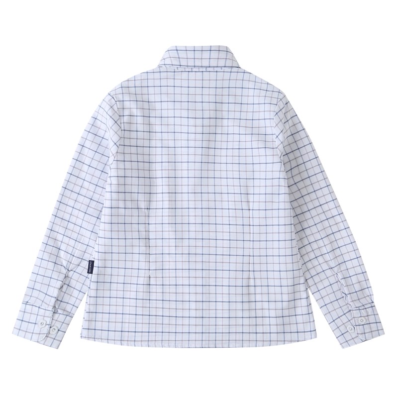 艾顿校服学生夏季长袖格子衬衫校服 英伦风男女童儿童衬衣09C121