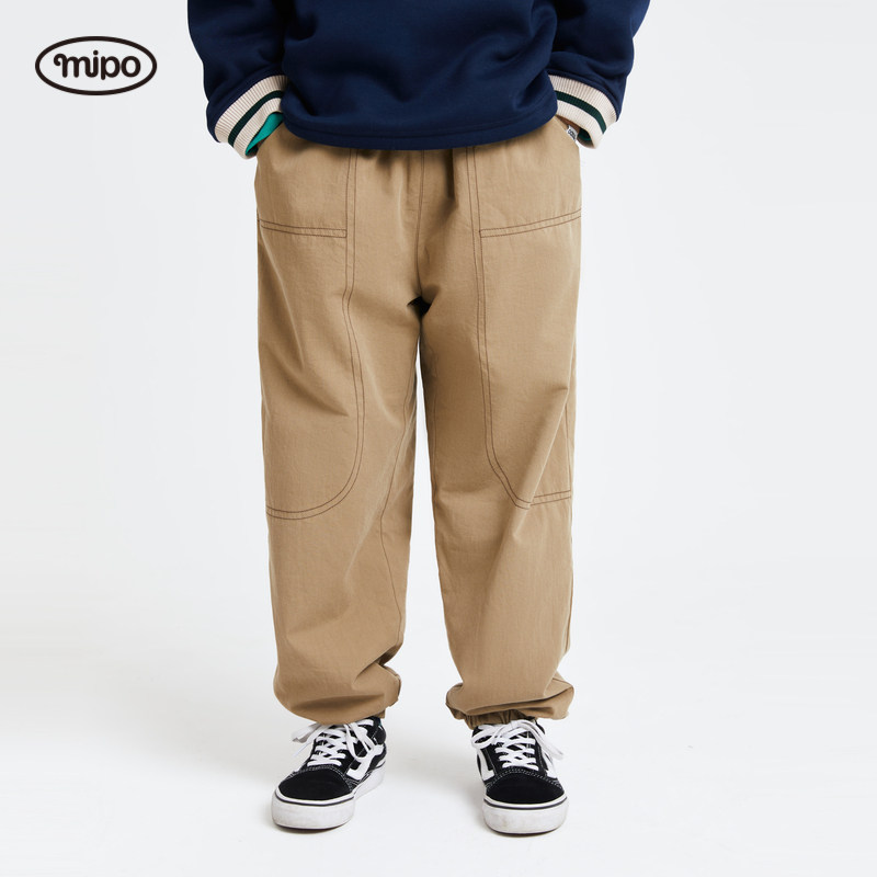 mipo AW23冬装 儿童加绒裤子男童2023新款加厚女童休闲长裤保暖