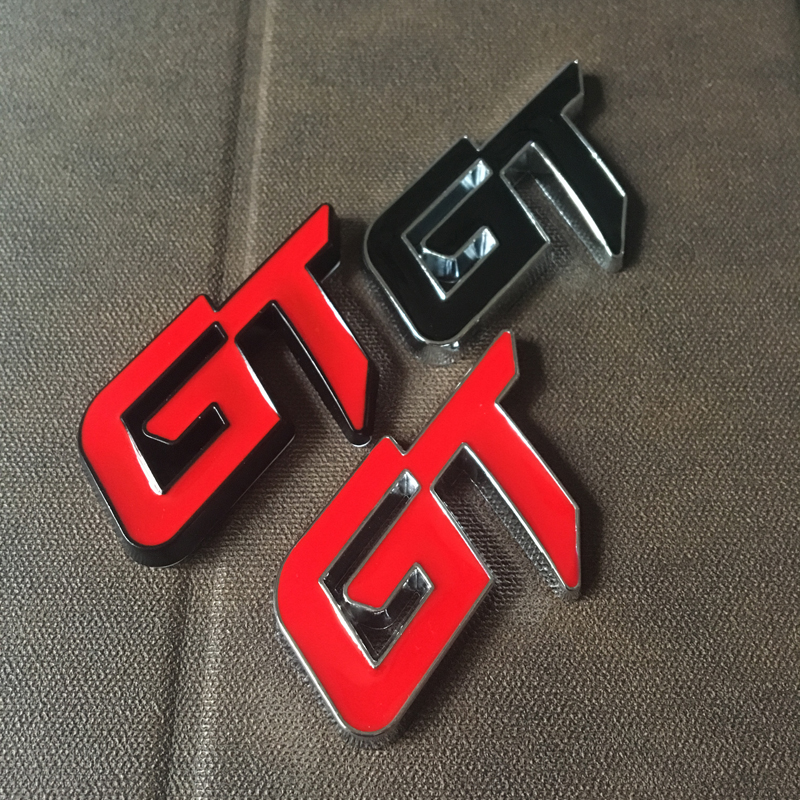 全新汽车个性立体GT车贴 金属车标 后尾标车身贴gt侧标创意贴