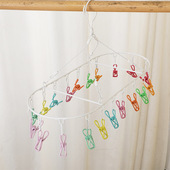 彩虹衣架家用阳台晒内衣神器晾袜架多夹子袜夹宿舍圆形无痕晾衣架