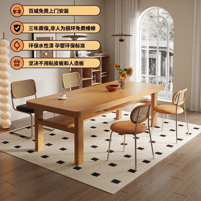家用实木双层餐桌储物长方形客厅大书桌饭桌一体两用桌子,住宅家具,实木餐桌,淘宝优惠券,粉丝福利购,淘宝优惠卷