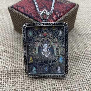 快手抖音直播万佛朝宗唐卡挂坠子复古做旧泰银吊坠莫高窟文化项链