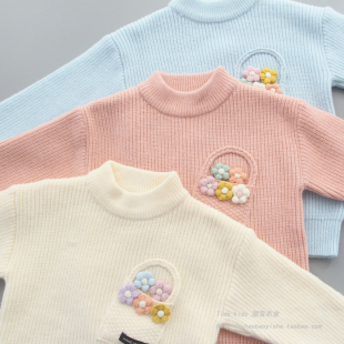 女童毛衣秋冬季加厚半高领2023新款儿童打底针织衫中大童内搭上衣