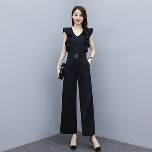 阔腿连体裤女夏季高腰显瘦夏装2020年新款潮OL流行套装连衣裤女装