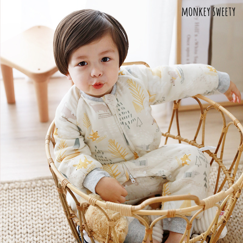 猴妈婴儿睡袋秋冬款宝宝纱布分腿睡袋薄夹棉保暖儿童春秋季防踢被,婴童用品,睡袋/防踢被,淘宝优惠券,粉丝福利购,淘宝优惠卷