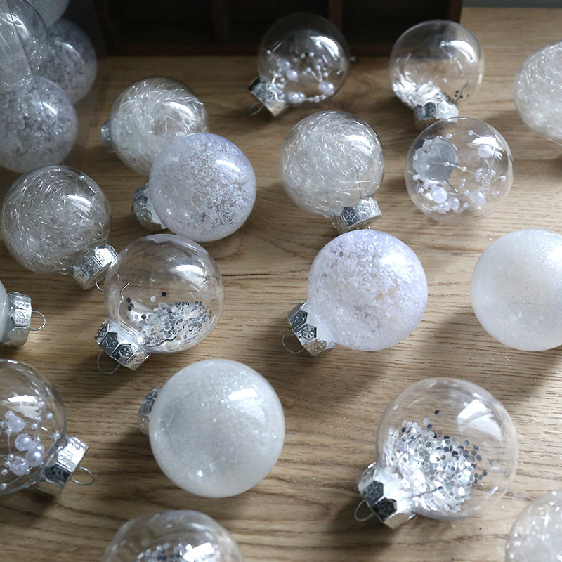 圣诞球亮光球圣诞节圣诞树装饰吊球羽毛亮片七彩透明球圣诞节饰品