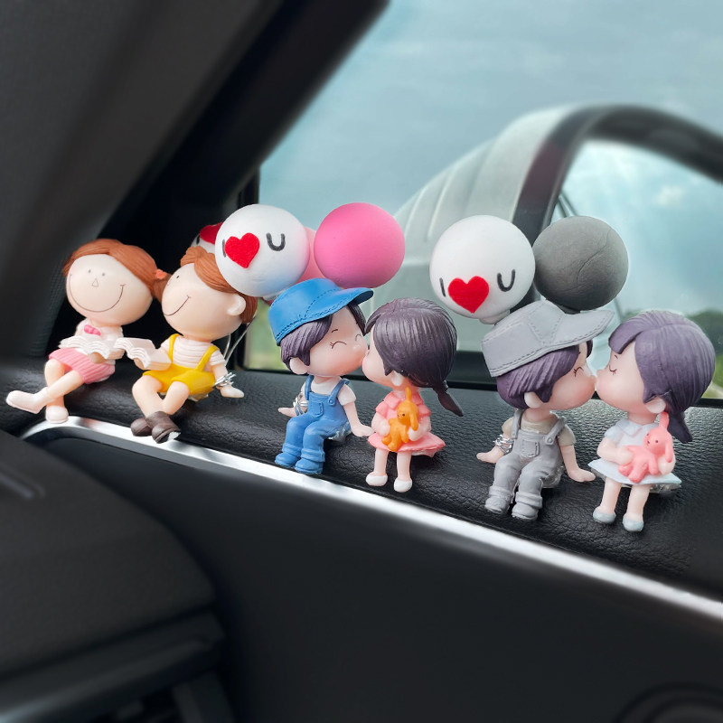 汽车摆件后视镜倒车镜车载中控台显示屏幕车内装饰品可爱玩偶挂件