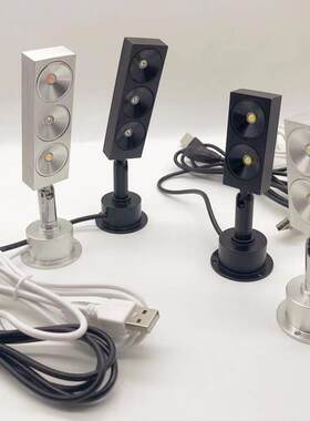 led散光2W3W可调暗亮小射灯USB接口模型手办柜台展示灯5V供电小灯