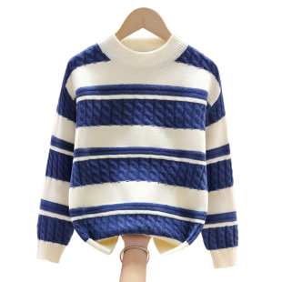 男童毛衣2023秋冬新款半高领加绒加厚儿童中大童男孩冬季针织打底