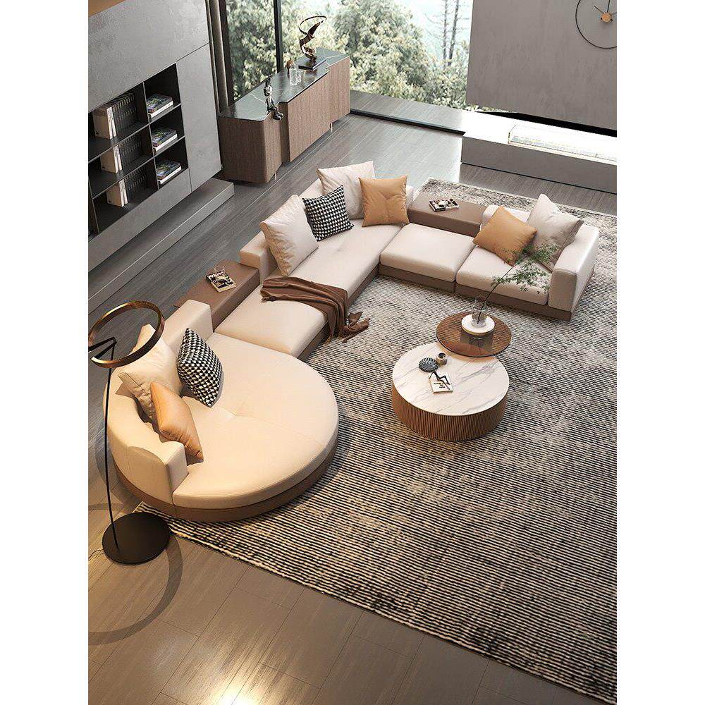 意式康纳利真皮沙发现代简约大户型客厅2025新款布艺平层家具组合