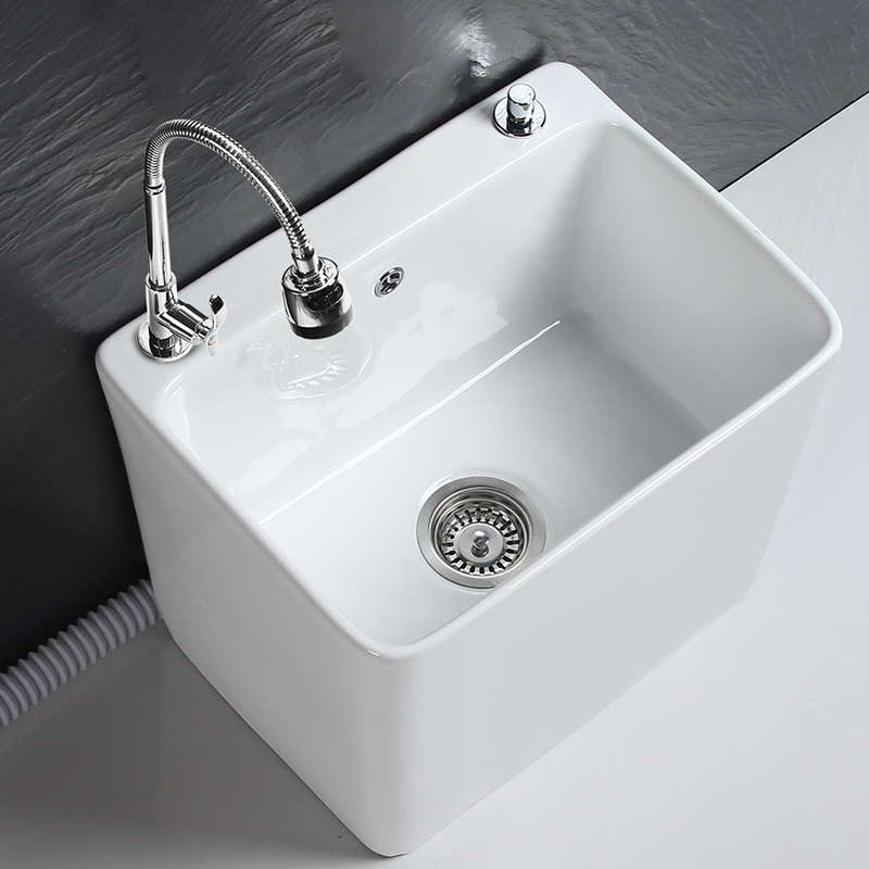 新款小号陶瓷拖把池阳台拖布池槽卫生间长方形墩布池拖把盆地拖池