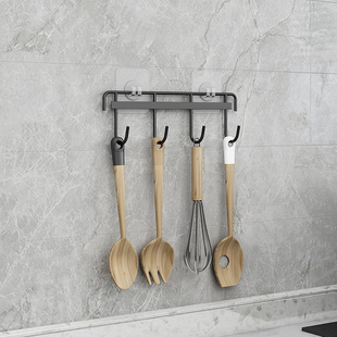 免打孔厨房挂钩架壁挂式置物架多功能锅铲勺子用品收纳架强力承重