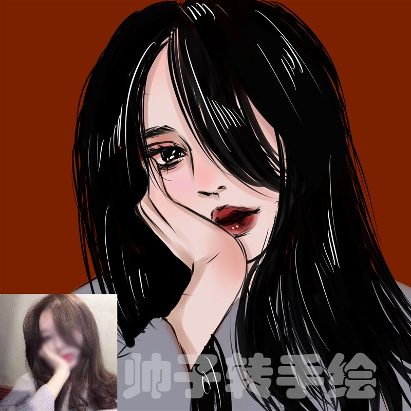 帅子手绘  新品真人p照片转板绘定制慵懒风情侣头像封面二次元头