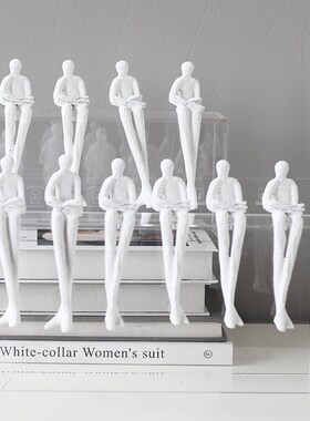 现代轻奢亚克力树脂看书人摆件样板房售楼处书房客厅玄关软装饰品