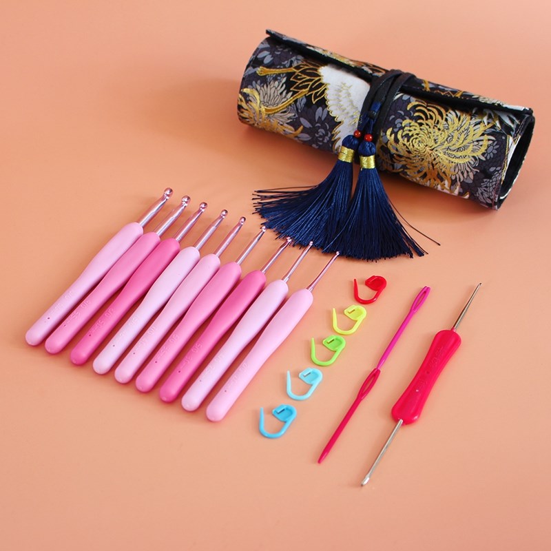 软柄钩针工具套装手工diy编织包织毛衣毛线金属防滑勾针材料包