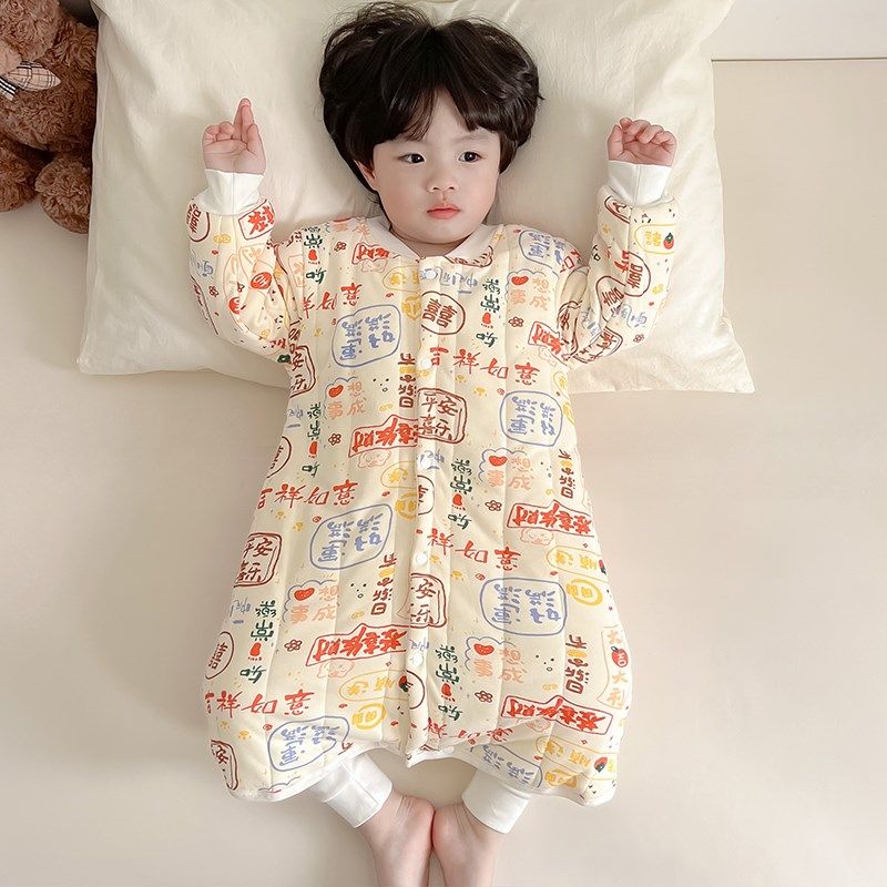 宝宝睡袋秋冬款加厚夹棉冬天婴儿纯棉男童睡觉儿童防踢被神器冬季