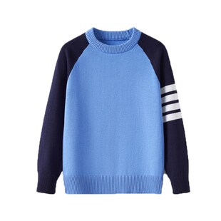 男童毛衣春秋薄款儿童纯棉针织衫中大童洋气拼色男孩秋装打底衫潮