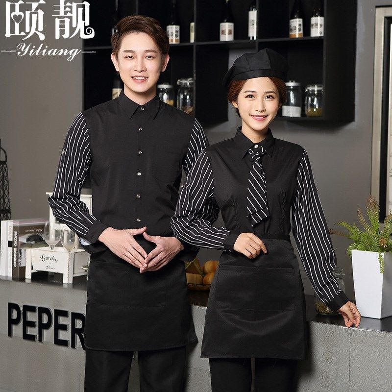 服务员工作服长袖女春装咖啡西餐厅饭快餐店餐饮制服蛋糕店短袖