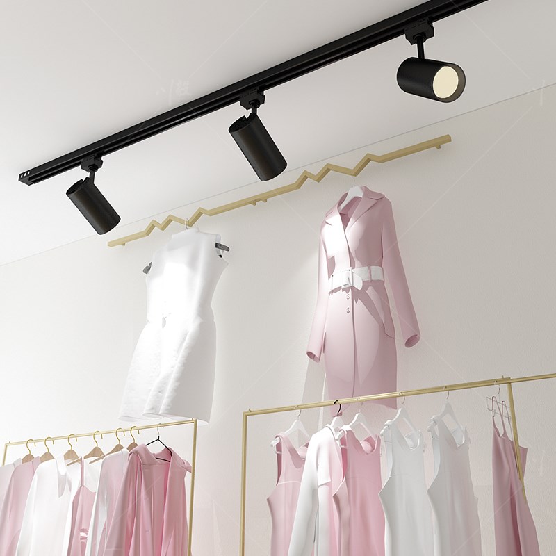 轨道灯led射灯商用店铺cob超亮北欧创意背景墙服装店明装导轨射灯