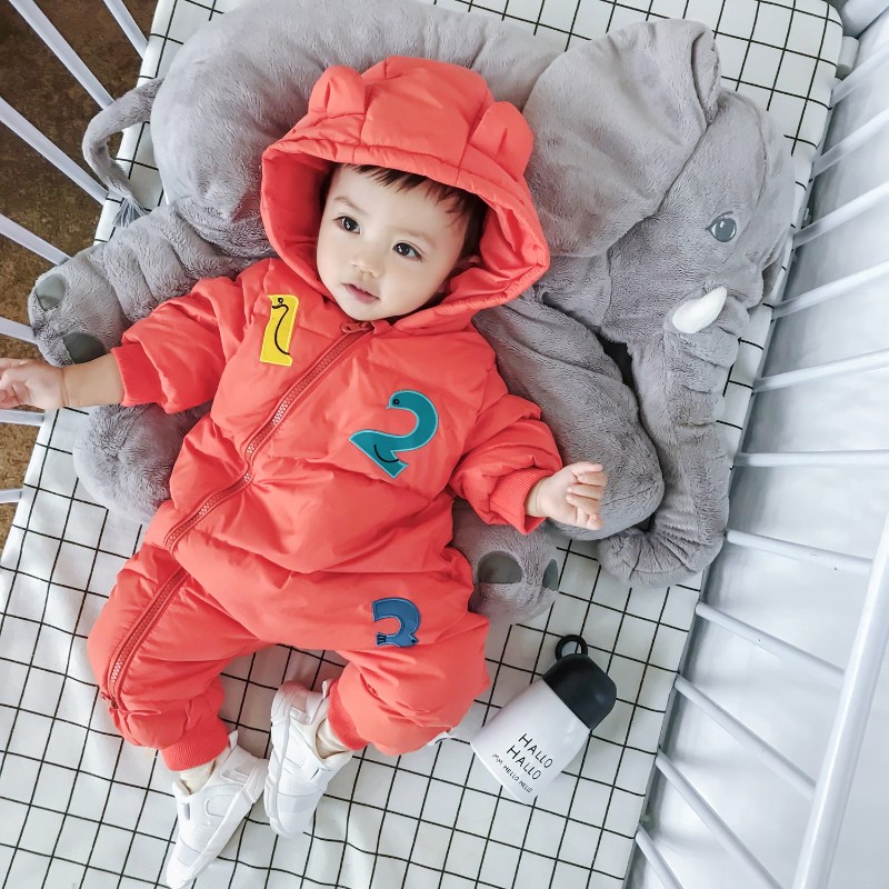 男婴儿连体衣服外出3羽绒服4冬季8女宝宝7婴幼儿0一1岁5冬装6个月