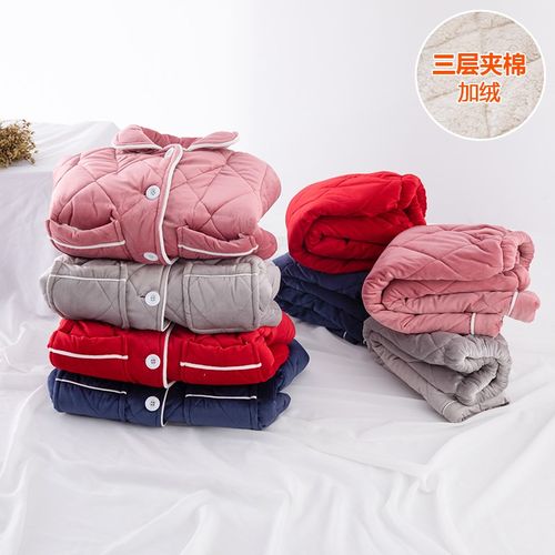 儿童睡衣加厚款秋冬季宝宝三层夹棉小男孩加绒亲子套装女童家居服