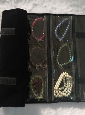 首饰绒布袋拉链透明珠宝卷包耳环展示包玉器收藏包戒指收纳袋项链