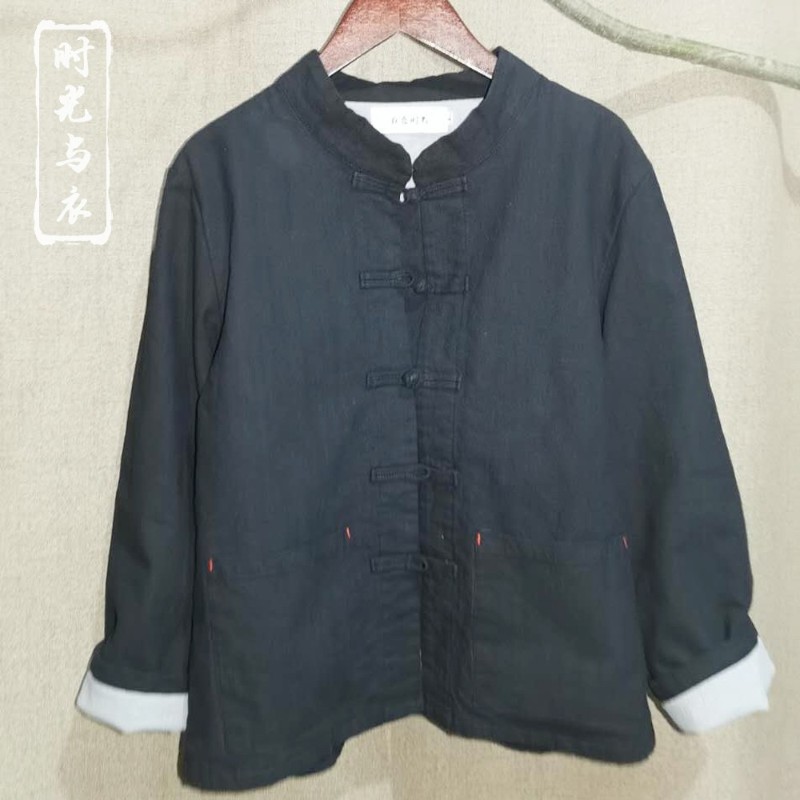 中国风棉麻汉服改良上衣复古潮流秋春秋新款休闲夹克衫女双层外套