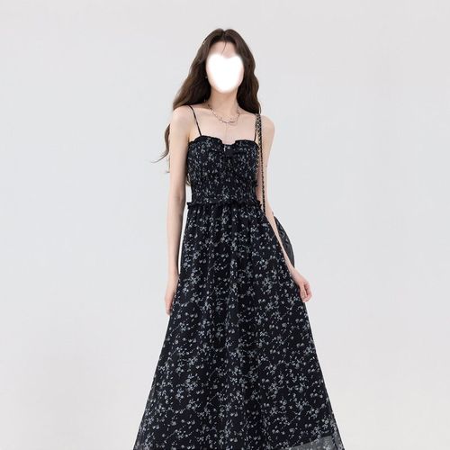 170高个子女生吊带碎花连衣裙到脚踝2023高级感超长175加长版长裙