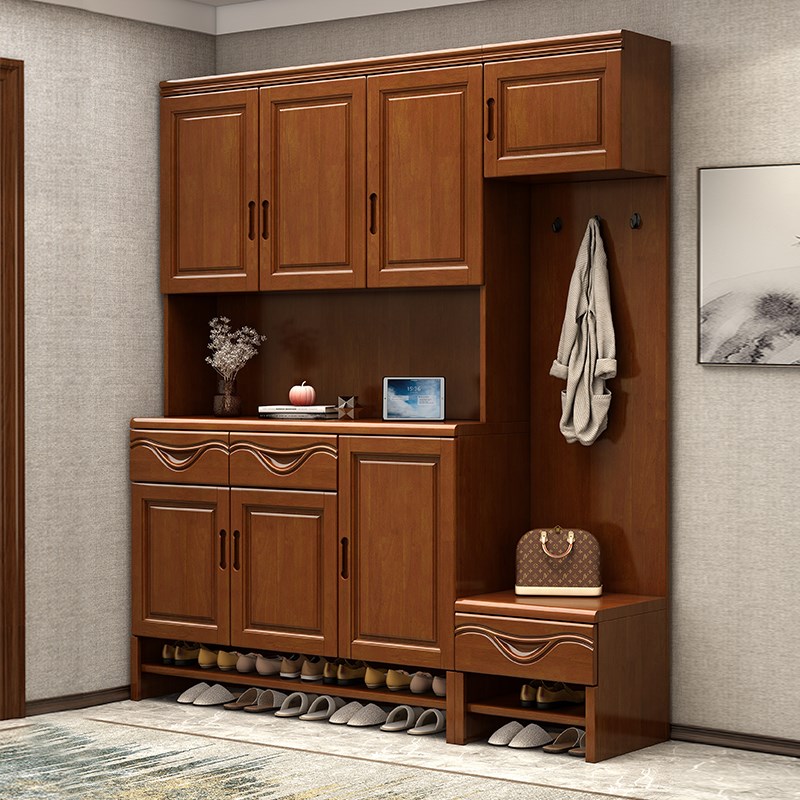 新中式全实木鞋柜门口玄关柜简约入户门厅柜一体客厅小户型隔断柜