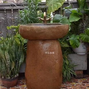 天然鹅卵石槽户外幼儿园原t石生态休闲洗手盆庭院景观工程石柱石