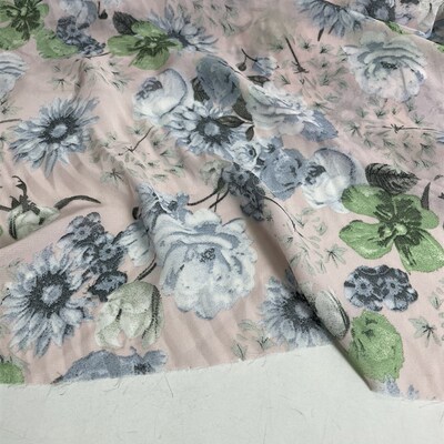 3米粉底印花珍珠纱雪纺布头 淑女气质柔软透气连衣裙上衣面料D438