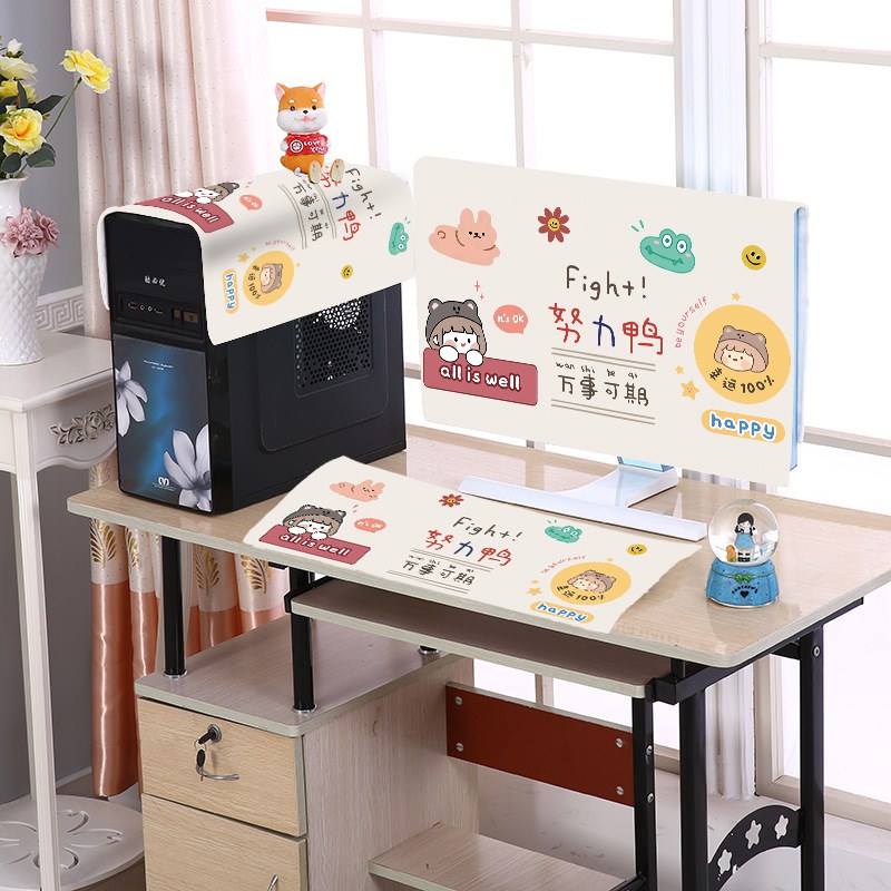 电脑防尘罩韩式g田园布艺液晶显示器盖巾台式盖布27寸2224寸电脑