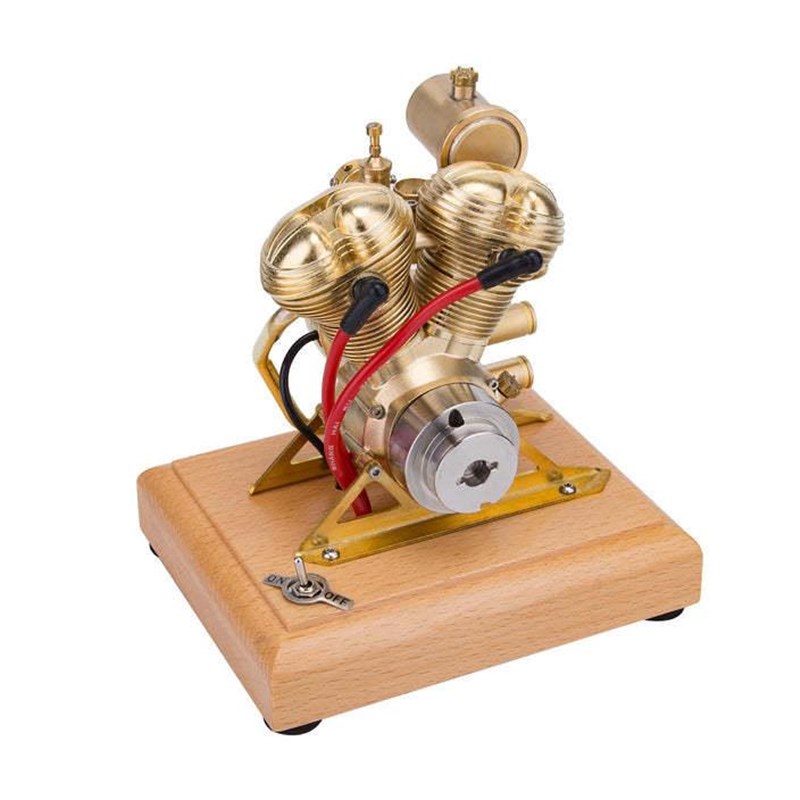 R28 4.3CC 迷你发动机双缸四冲程摩托车汽油内燃机引擎模型可启动