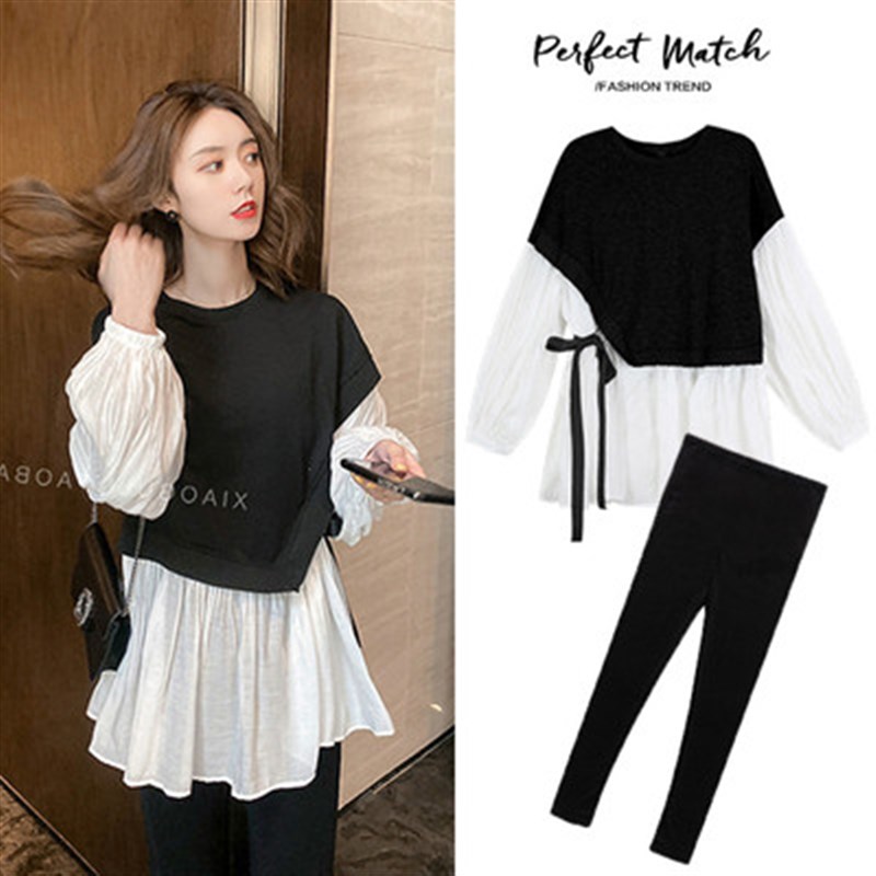 2024春秋季哺乳衣外出辣妈款套装产后长袖上衣喂奶衣服哺乳两件套