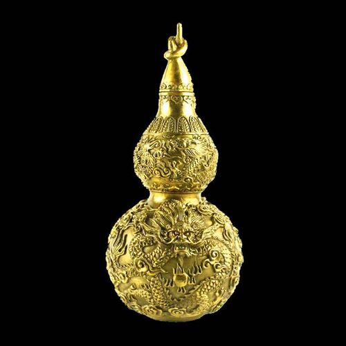 纯黄铜龙纹葫芦高20cm z家居金属办公室装饰品工艺礼品
