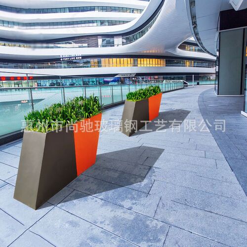 玻璃钢方形花箱户外售楼部美陈装饰花器I城市道路园林景观花盆组