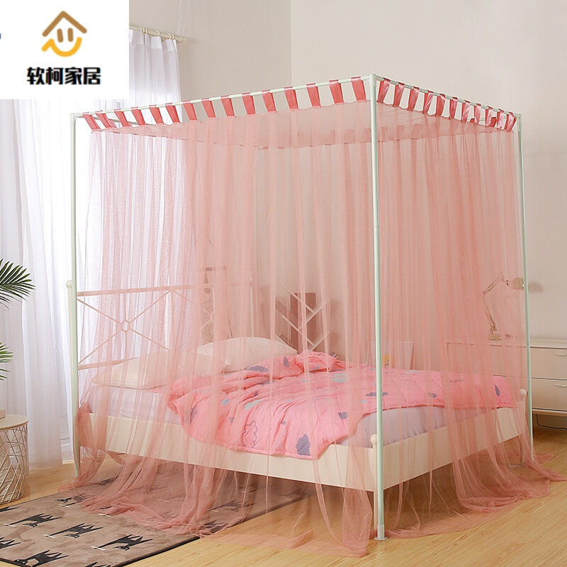 定制老式穿杆公主风宫廷蚊帐家用1.8mE床1.5米1.2三开门支架纹一
