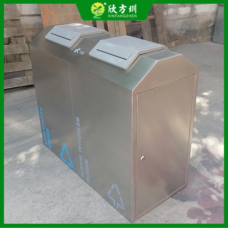 室内商场小区不锈钢方形直投口果皮箱环卫垃圾桶商用金属垃圾箱
