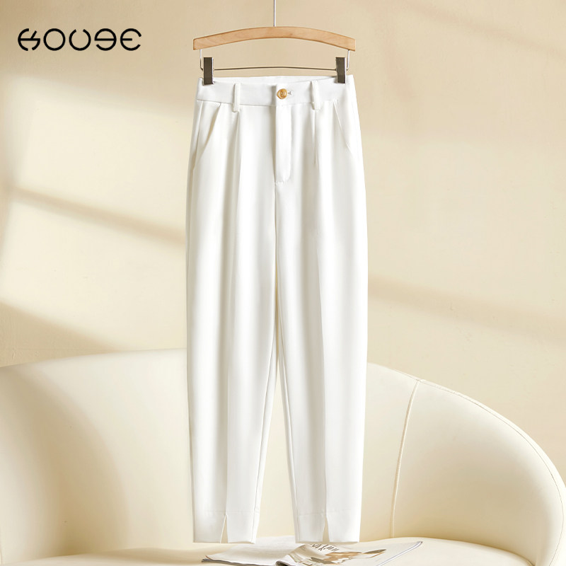 米白色西装裤女春夏季哈伦裤小个子2025年新款开叉九分裤子烟管裤,女装/女士精品,休闲裤,淘宝优惠券,粉丝福利购,淘宝优惠卷