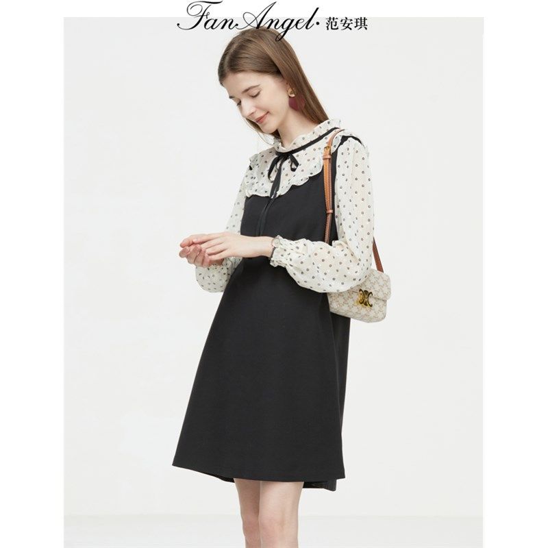 孕妇碎花连衣裙秋冬款打底内搭大码孕妇装春秋季纯棉连衣裙中长款