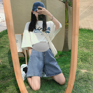 孕妇短裤夏季薄款外穿大码阔x腿牛仔裤夏装孕早期打底裤女夏款裤