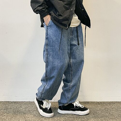日系紫标秋冬NT5311N牛仔裤男潮5E357休闲宽松锥形大码水洗长裤子