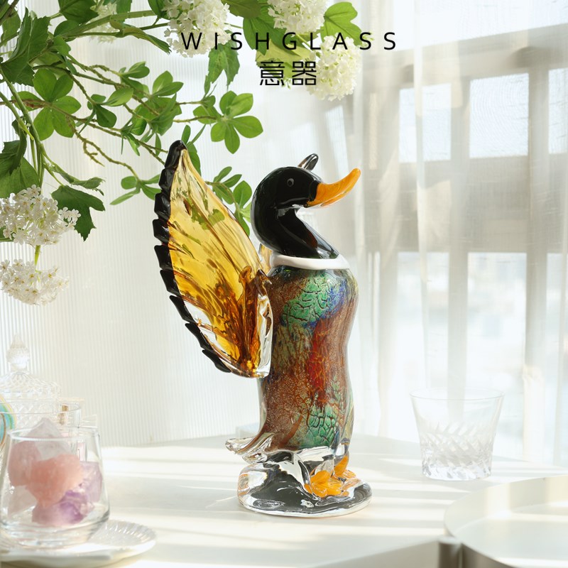 意器琉璃摆件鸭子动物可爱样板间儿童房玄关柜电视柜书架礼物软装